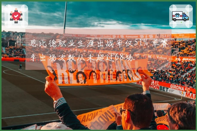 恩比德职业生涯出战率仅51% 单赛季出场次数从未超过68场